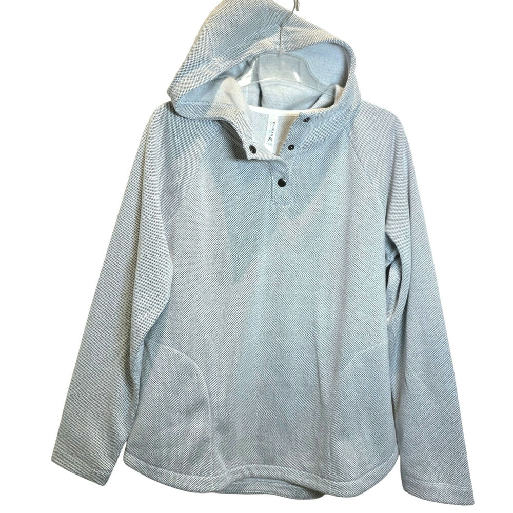 Kyoden Henley Sweatshirt Hoodie Hexagon Top Pullover Womens Sz XL Gray‎